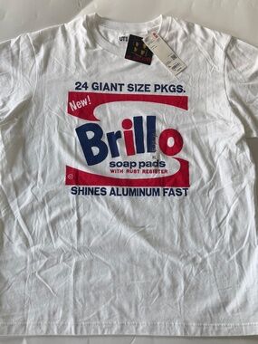 UniQlo Women's White "Brillo" Short Sleeve Graphic Tee Size XL NWT 100% Cotton